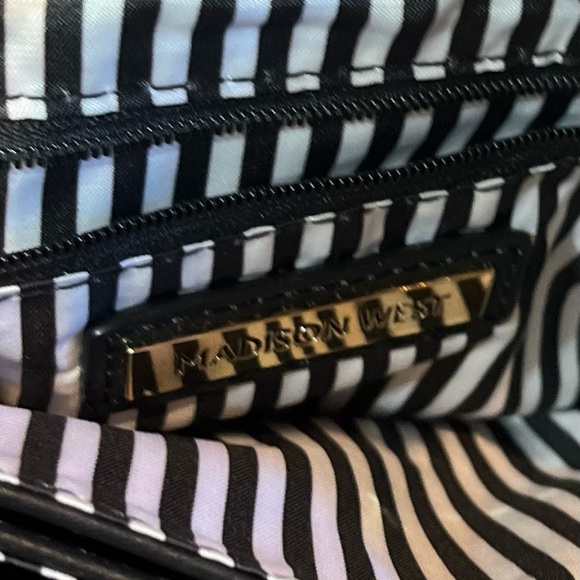 Madison West black wristlet 5 inches high by 7 inches wide with shoulder strap - Picture 5 of 6